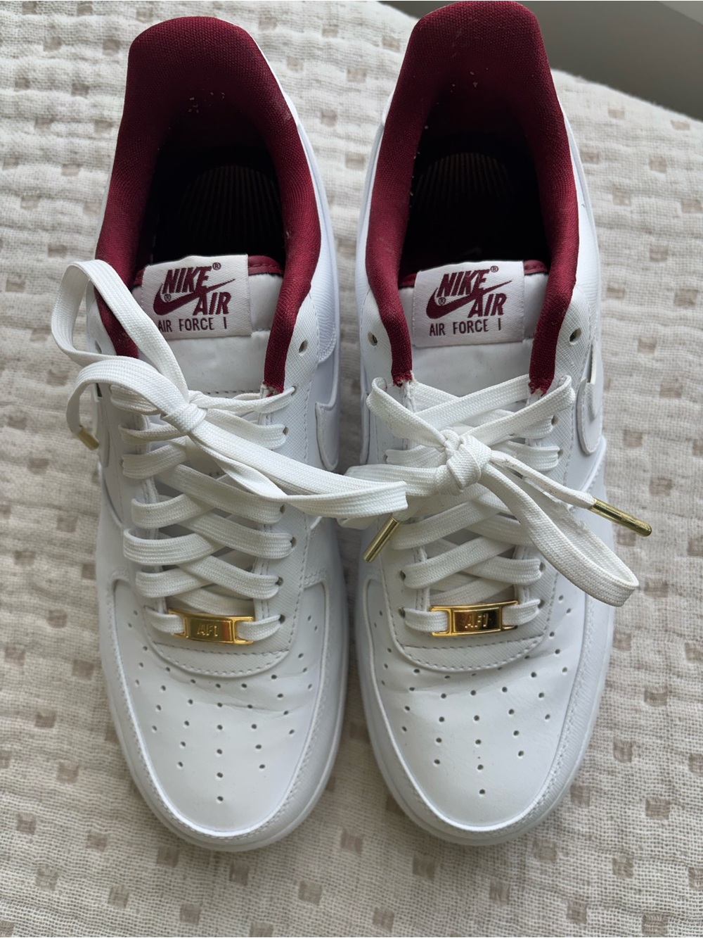 Nike Air Force 1 Women’s Sneakers - White with Burgundy